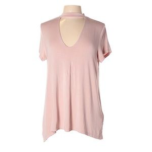AEO Blush Mock Neck Cut Out Short Sleeve Tunic